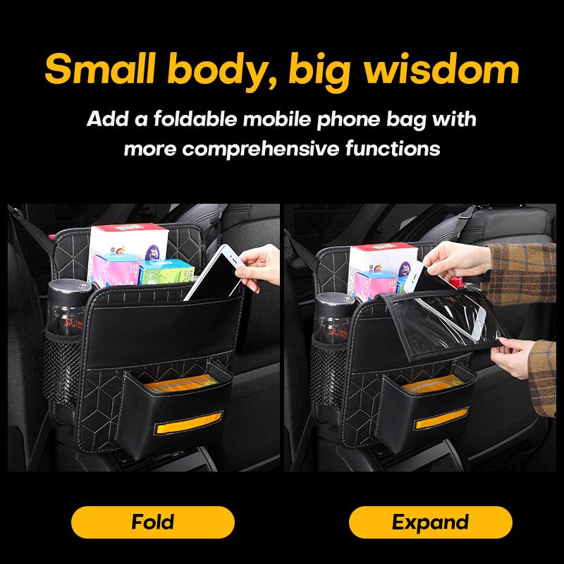 Zweiseitiger Aufbewahrungs-Auto-Organizer PU-Leder Auto-Sitz-Hänge-Mehrzwecktaschen-Netzbeutel Taschentuch Getränk Telefon