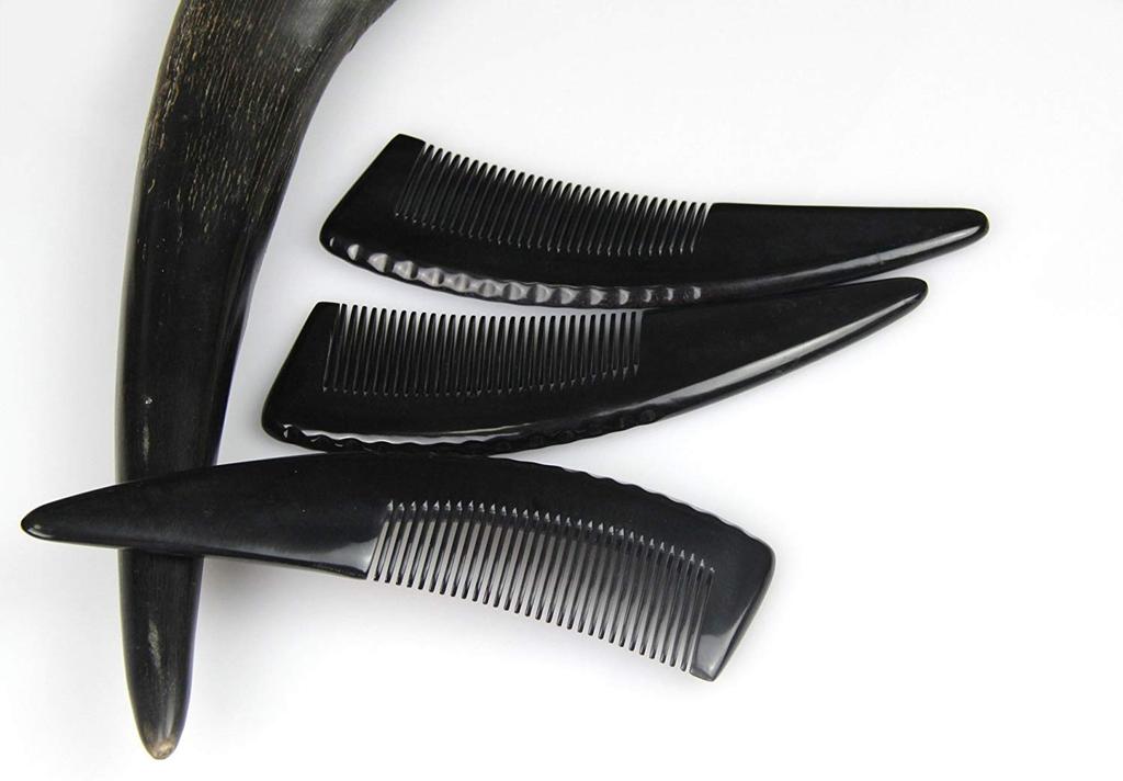 Ivymaker Hair Natural Buffalo Comb, Horn, Anti-Static, Unisex, Fine-Tooth, Black, 16-18cm
