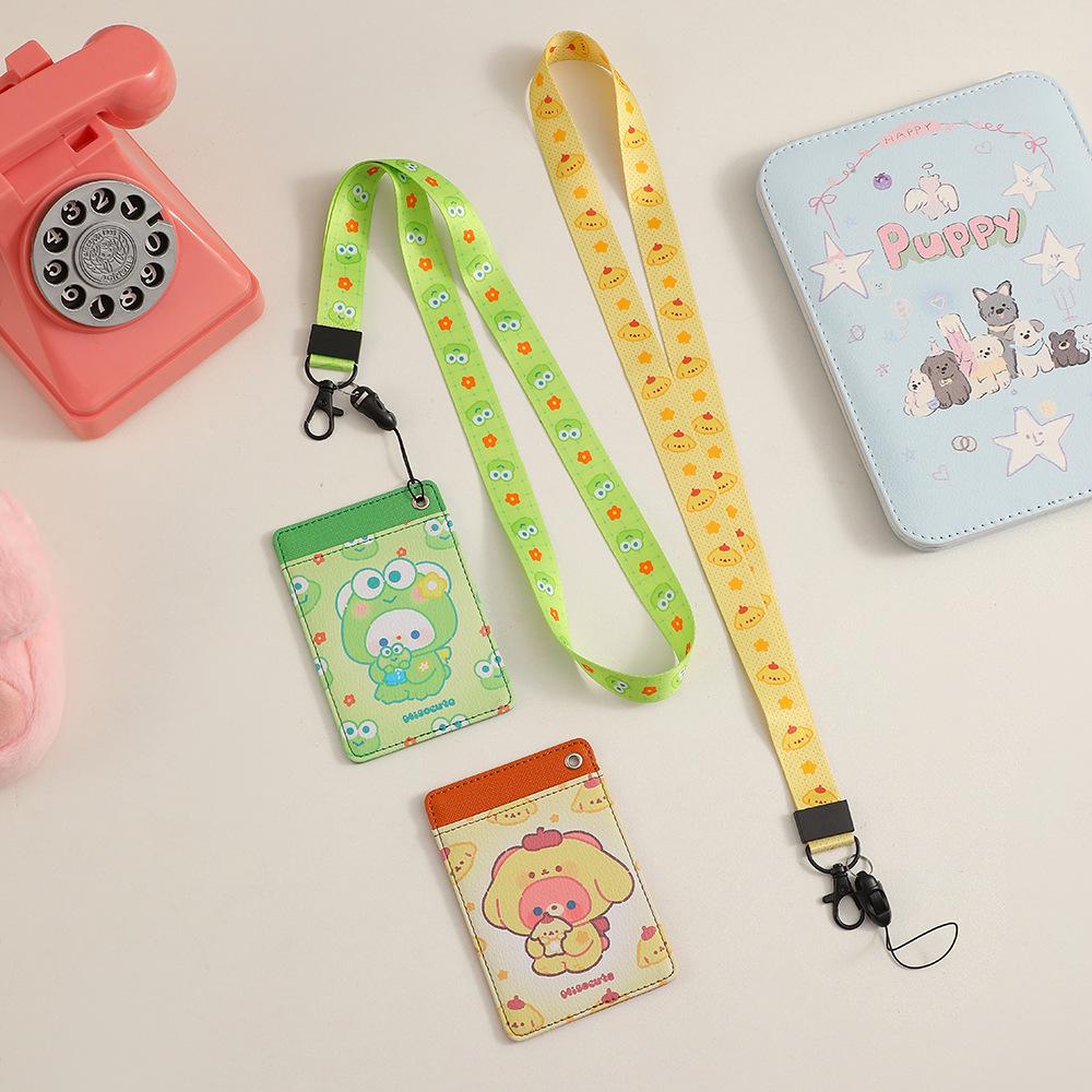 Ins Korean Version of The Girl Cartoon Hanging Neck Lanyard Student Hard Card Holder Long Rope Work Permit Mobile Phone U Disk Long Hanging Rope