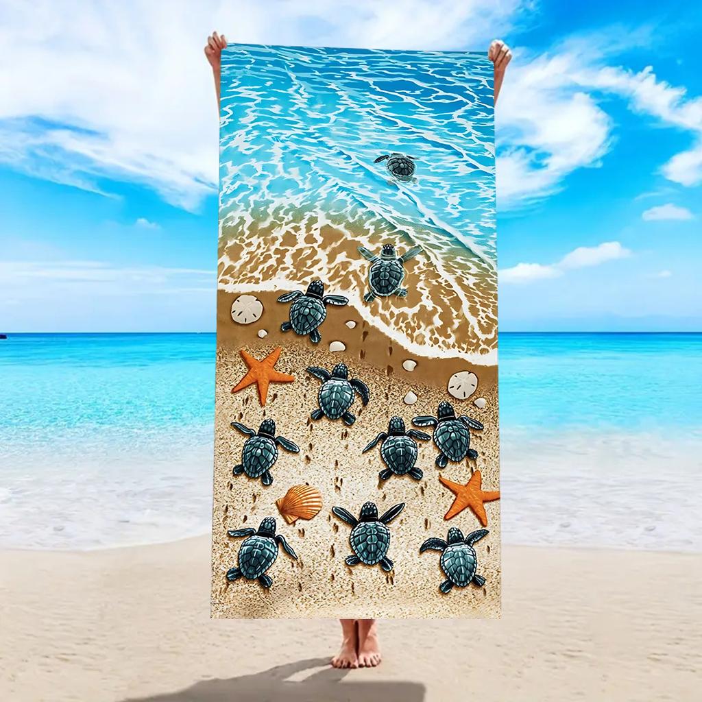 1pc Cartoon animal printed beach towel, ultra-fine fiber quick drying absorbent soft swimming towel, swimming sports towel