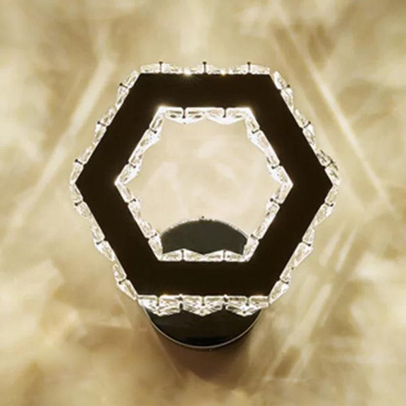 LED Simple Crystal Wall Light Living Room Background Decorative Lamp Modern Personality Stainless Steel Round Square Letters