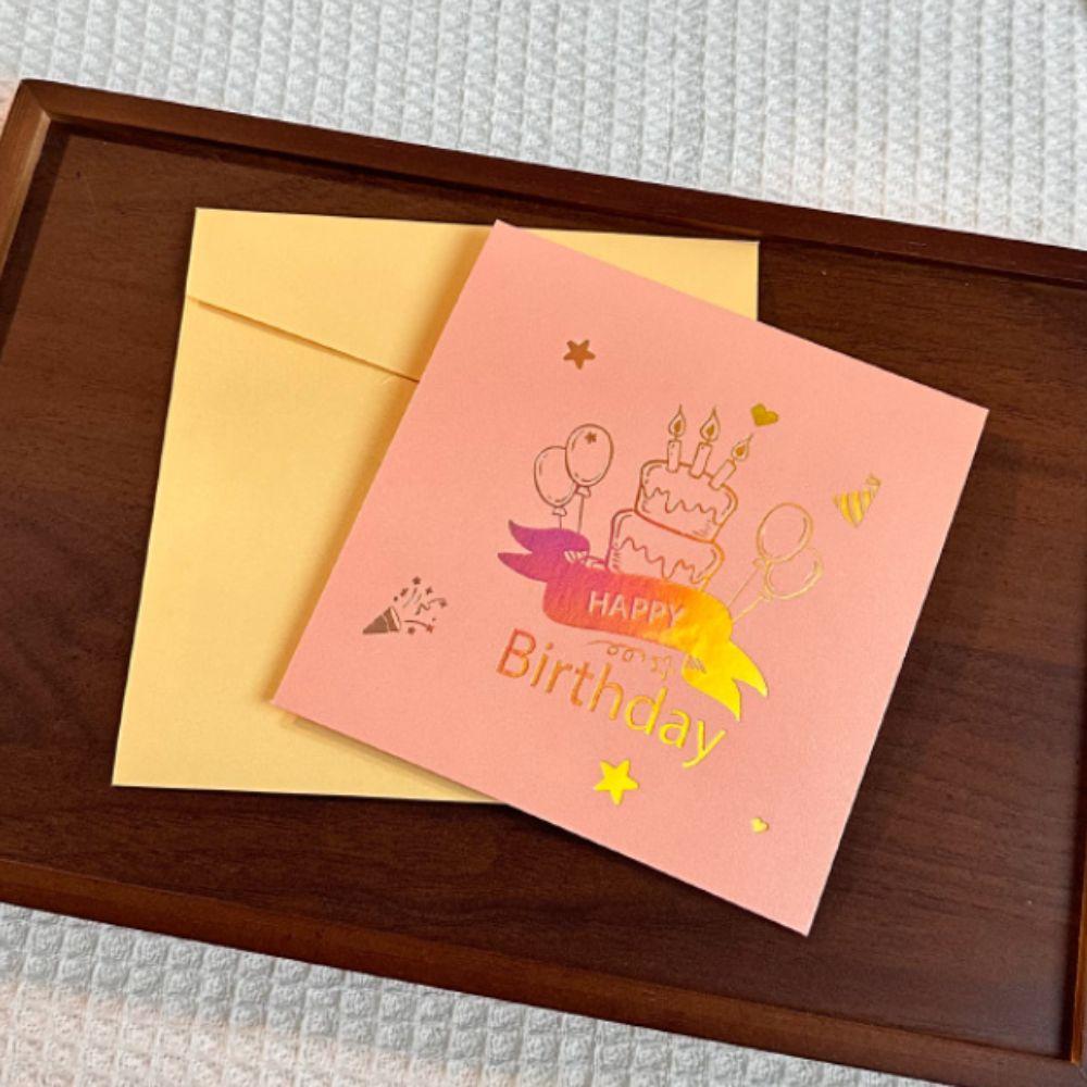 Folding Type Birthday Card 3D Light Greeting Cards New Gift Message Cards  Birthday Party Supplies