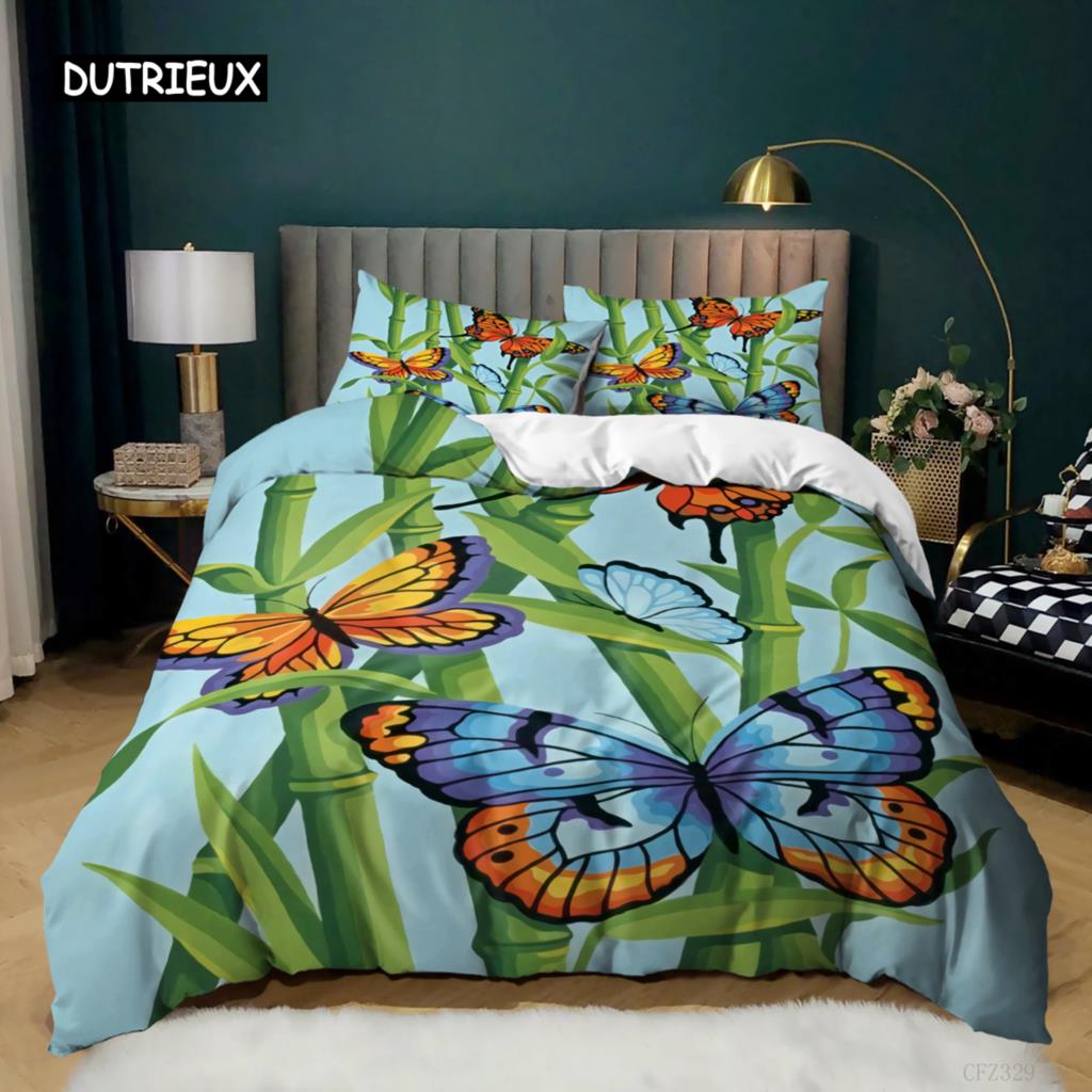 Butterfly Duvet Cover Set Full Size Butterfly Bedding Set for Kids Teens Microfiber Bohemian Style Butterflies Comforter Cover