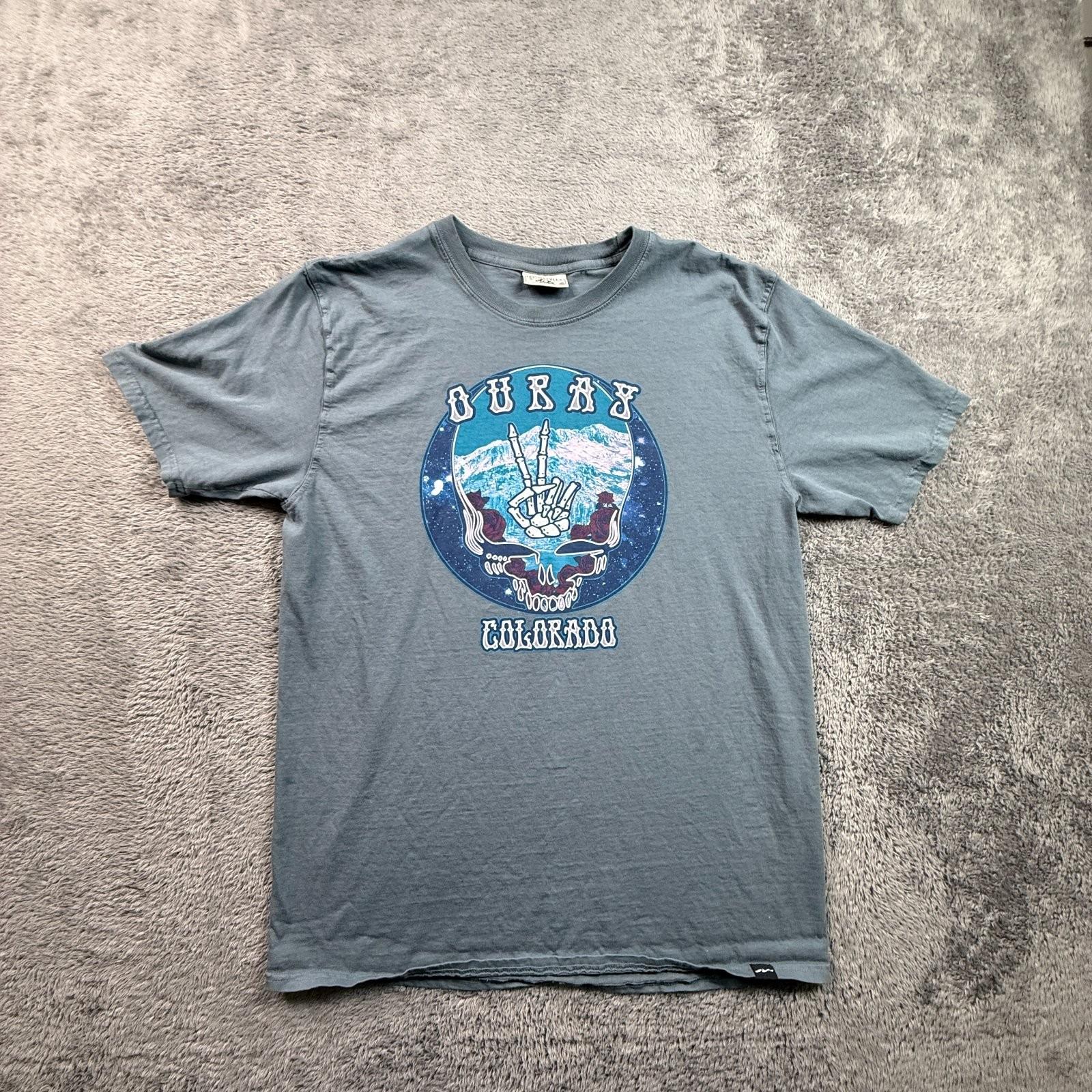 Techstyles Mens M Ouray Colorado Grateful Dead Style Gray Crew Neck Unisex T-Shirt XXL