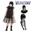 Wednesday Addams Rodzina Addamsów Cosplay Czarna Sukienka Mundurek Taneczny Impreza