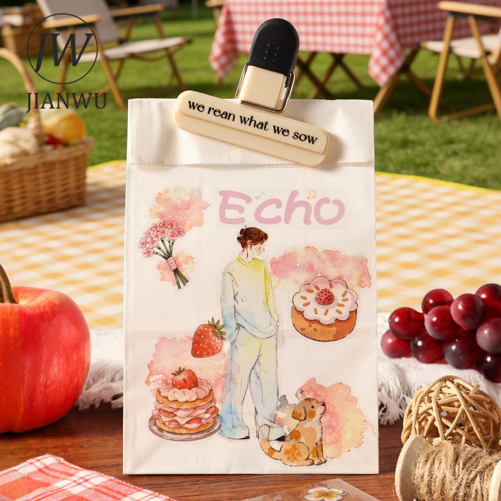 JIANWU Guide To Happiness Series Vintage Plant Flower Picnic Landscape Material Collage PET Sticker Creative Journal Stationery