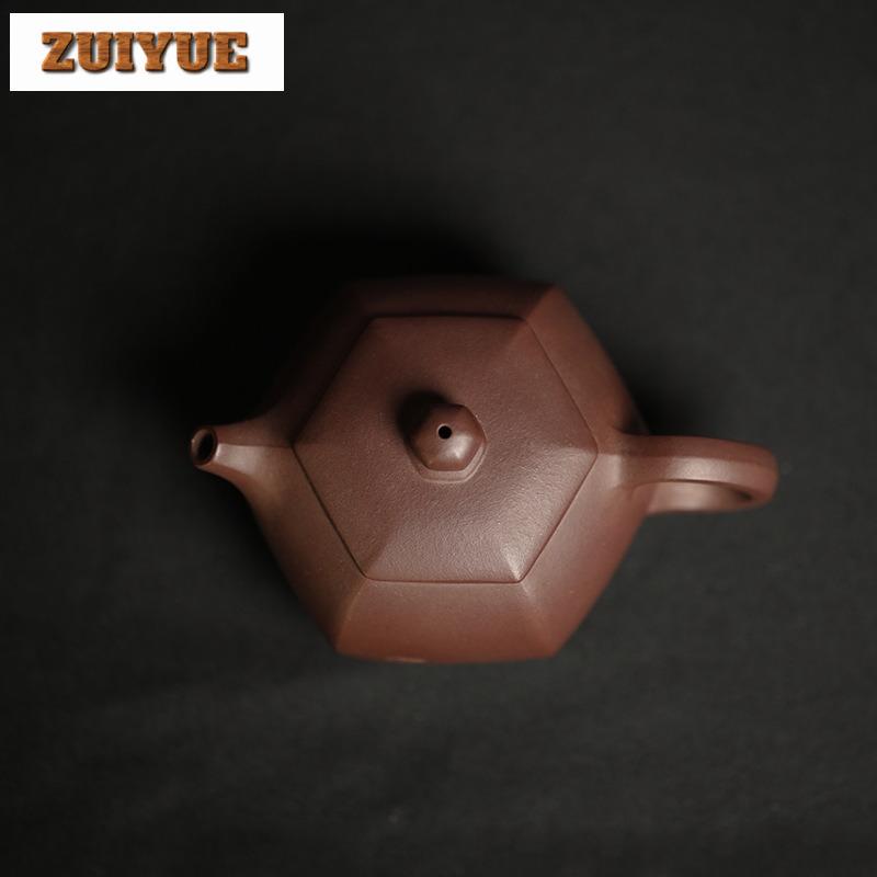 160ml Yixing Purple Clay Teapots Handmade Hexagonal Xishi Pot Raw Ore Purple Mud Kettle With Filter Chinese Zisha Teaset Craft
