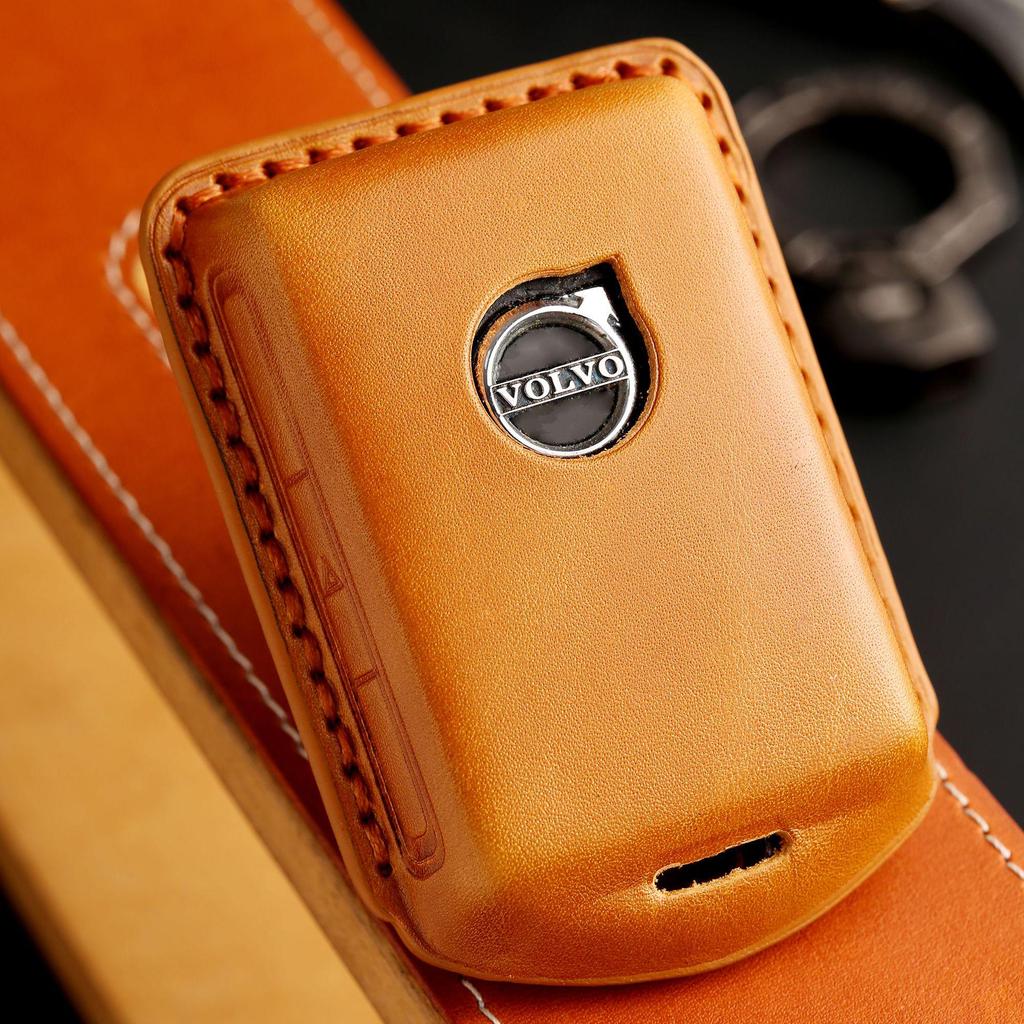 Hochwertige handgefertigte Echtleder-Schlüsselabdeckung für Volvo S90/XC60/XC90