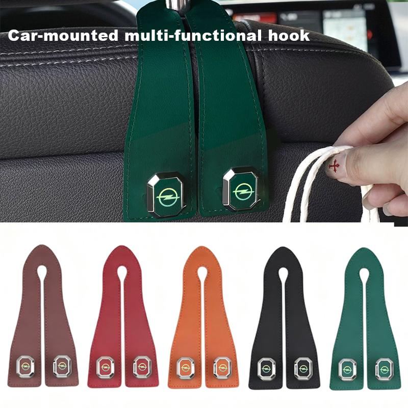 Metal car seat headrest hook 2-in-1 soft leather car seat backrest hanger For Opel Insignia Astra Antara Meriva Zafira H G Corsa HV8