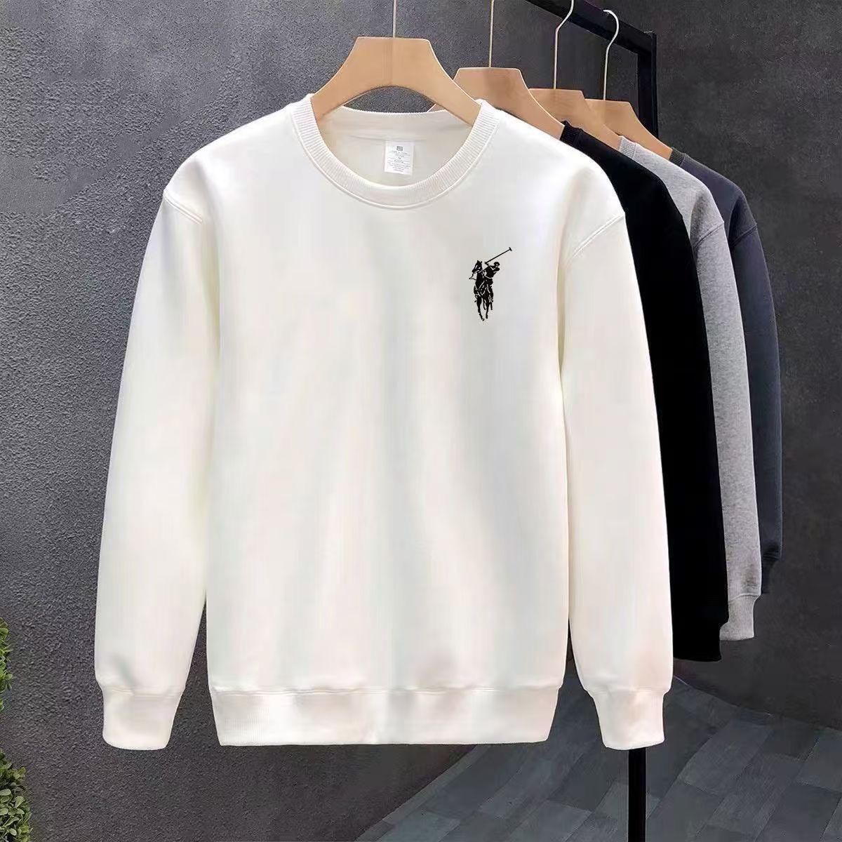 

Чоловічий світшот з флісовою підкладкою з круглим вирізом - Осінньо-зимовий пуловер з довгим рукавом, повсякденний та універсальний, тренд 2025 M (80-100 jin)