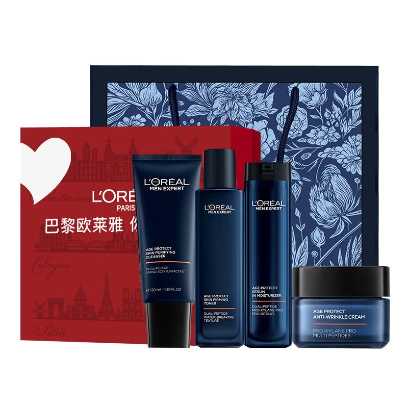 Loreal Paris Men s youthful -derived moisturizing and LOreal Youth Muscle Source Set-Youth Muscle Source 4-piece Set Cleansing Water Milk Cream