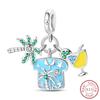 100% 925 Silver Charms Pendant Airplane Beach Sailing Hat Sun Energetic Attractiveness Design For Fine Jewelry Making