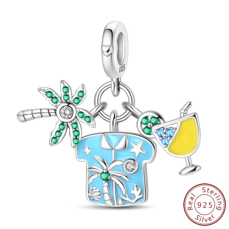 100% 925 Silver Charms Pendant Airplane Beach Sailing Hat Sun Energetic Attractiveness Design For Fine Jewelry Making