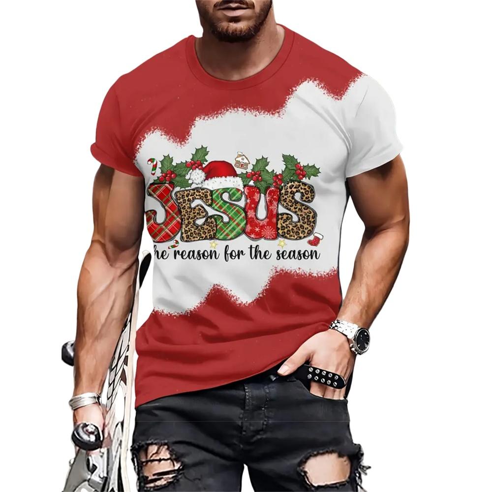 

Забавные рождественские футболки для мужчин, летняя модная мужская одежда, футболка с коротким рукавом и 3D-принтом, винтажная уличная футболка 5XL
