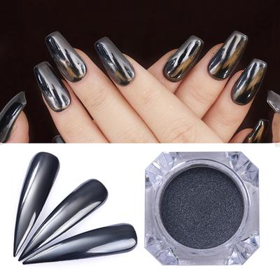 Black Mirror Nail Glitter Powder 1g Gun Metal Color Dazzling Shining Chrome Pigment Dust Paillettes