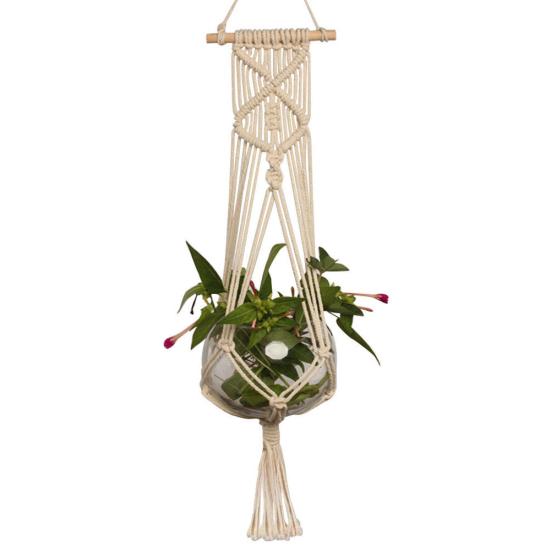 Hanging Pot Holder Plant Planter Basket Hanger Cotton Rope Macrame Braided Craft