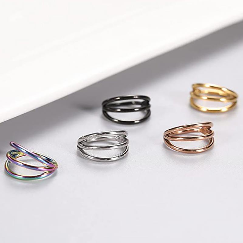 Acciaio chirurgico 316L Segmento Trago Elica Cartilagine Orecchino Anello Naso Setto Clicker Conch Tre Strati Narice Piercing Gioielli