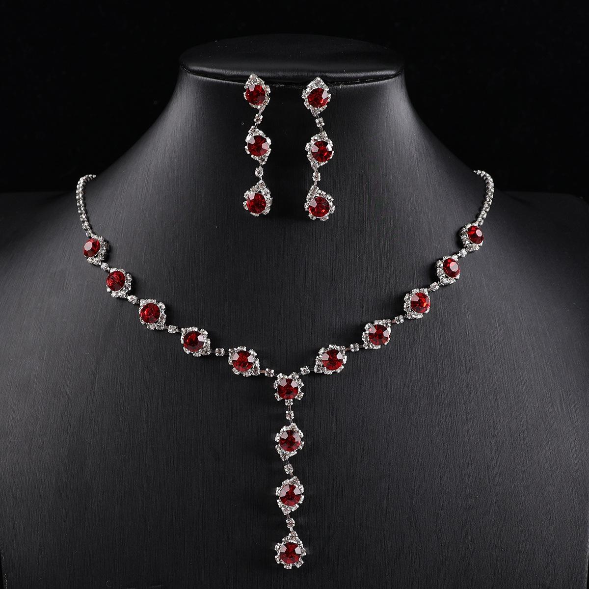 Elegant Rhinestone Necklace  Earring Set - Versatile Bridal Bridesmaid Jewelry