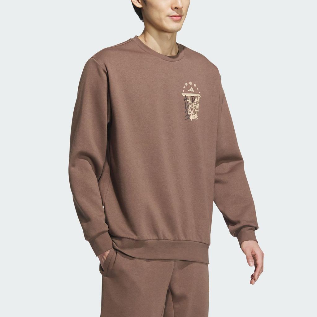 Adidas Crew Neck Sports Casual Pullover Long Sleeve Sweatshirt Men Sweatshirt Rock-Deep-Earth-Brown IX4911