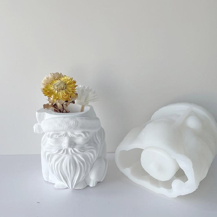 Geometric Santa Claus Gypsum Silicone Molds for Making Succulent Flower Pot