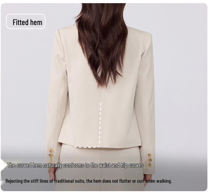 Women's Petite Short Blazer Jacket & Skirt Set - Spring/Autumn 2025, Professional Formal Wear