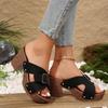 Large-sized New High-heeled Slippers for Women, Round-toed Belt-buckle Sandals, Large-sized Women's Shoes
