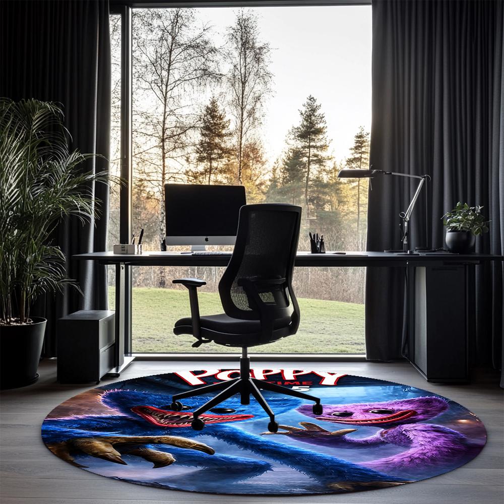 Huggy Wuggy Printed Round Rug Carpet Chair Rug Area Rug Entryway Doormats,for Office Chair Living Room Bedroom Kitchen Room.