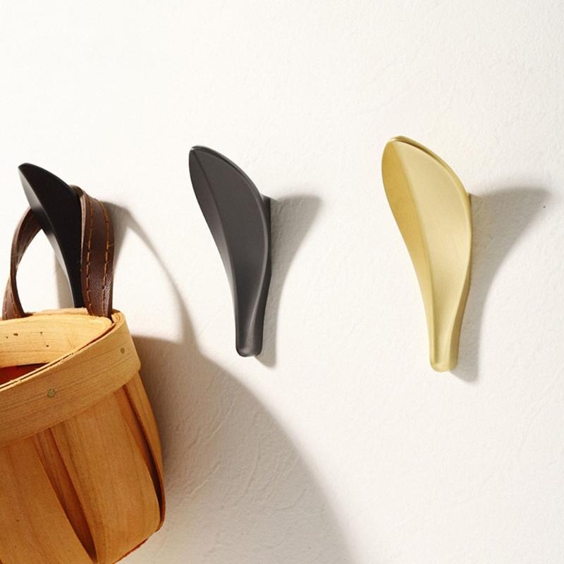 Alloy Leaf Shape Wall Hook Rustproof Door Hanger for Coat Hats Bags Bedroom Bathroom Entryway