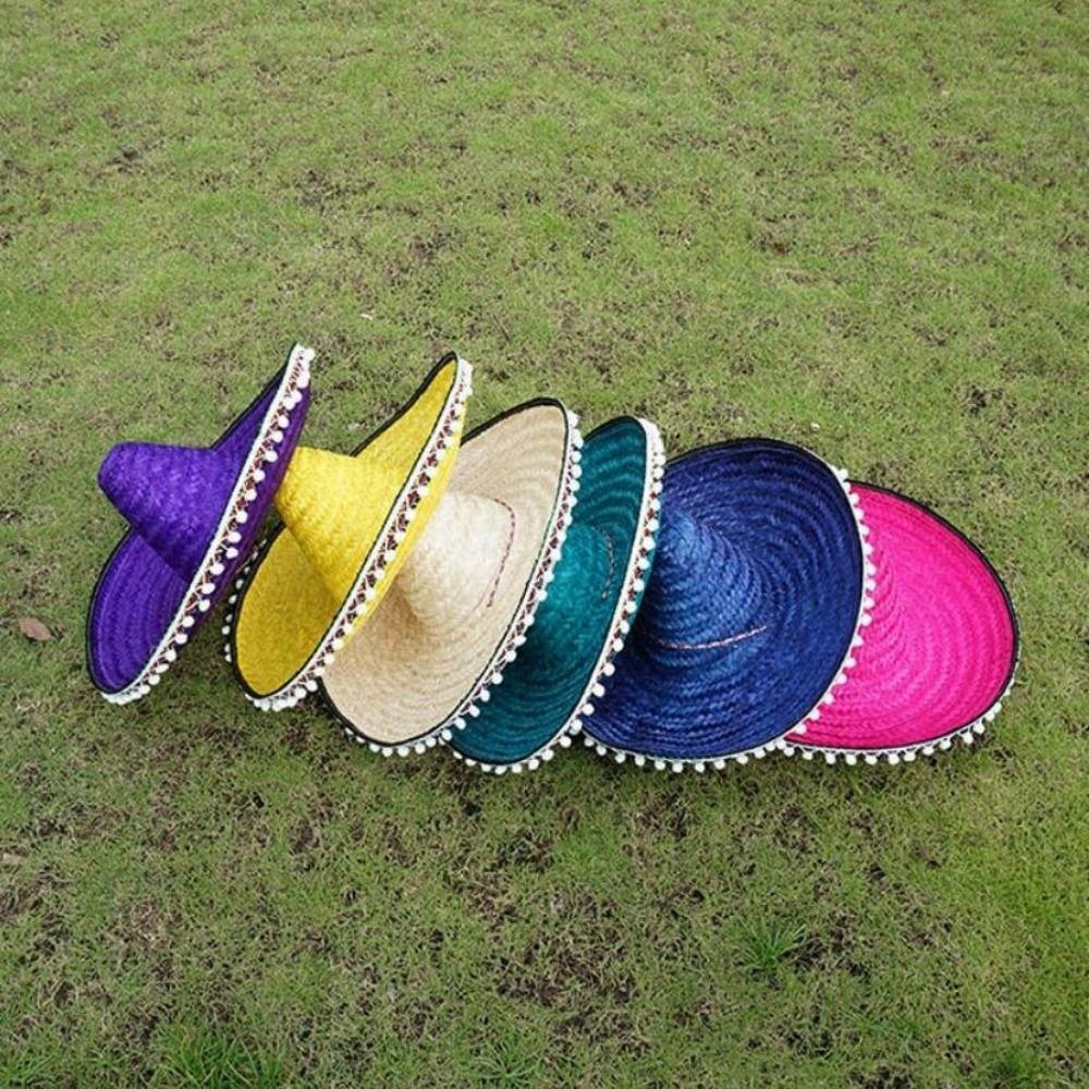Colorful Straw Hats Mexican Style Men Women Summer Hats New Wide Brim Hats  for Halloween Party