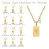 Twelve Constellations Tarot Brand Stainless Steel Necklace Stylish And Simple Titanium Steel Square Brand Retro Constellation Necklace