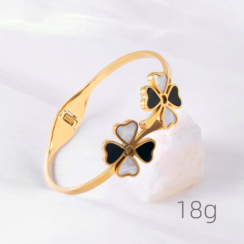 18-каратный золотой клевер женский высококачественный титановый стальной невыцветающий ювелирный браслет из титановой стали