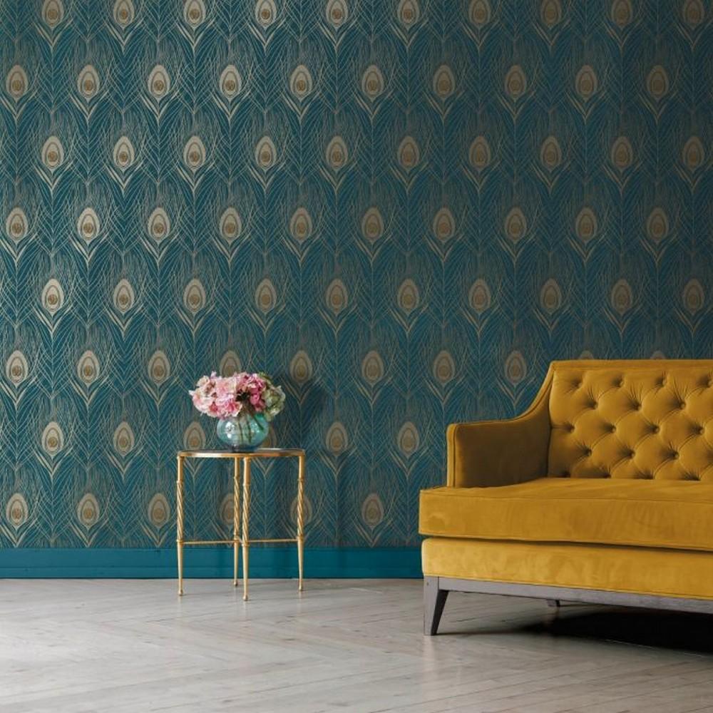 AS Creation Absolutely Chic Peacock Feather Wallpaper