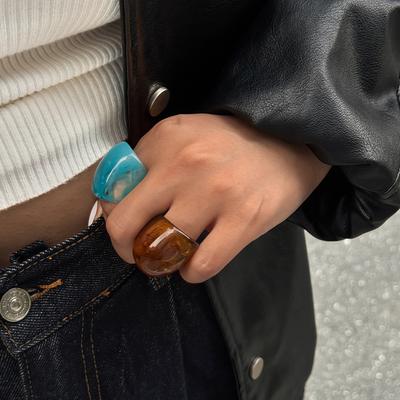 Fashion Exaggerated Colorful Acrylic Resin Finger Rings for Women Punk Creative Personality Ring Party Daily Female Jewelry Gift