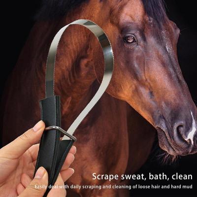 Horse Hair Shedding Tool Stainless Steel Double Sided Hair Brush Scraper Soft Grip Handle Horse Shedding Tool Pets Grooming for