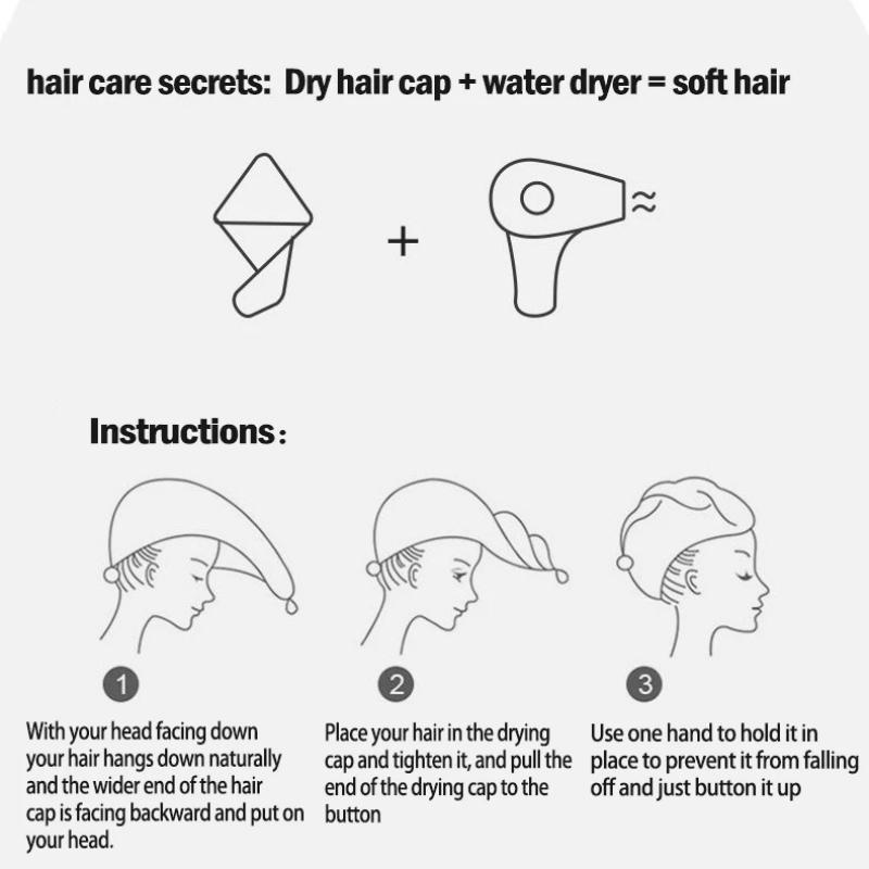 1PC Women Long Hair Drying Towel Fast Drying Hair Cap Cute Quick Dry Hair Cap Strongly Absorbent Towel Bath Hats