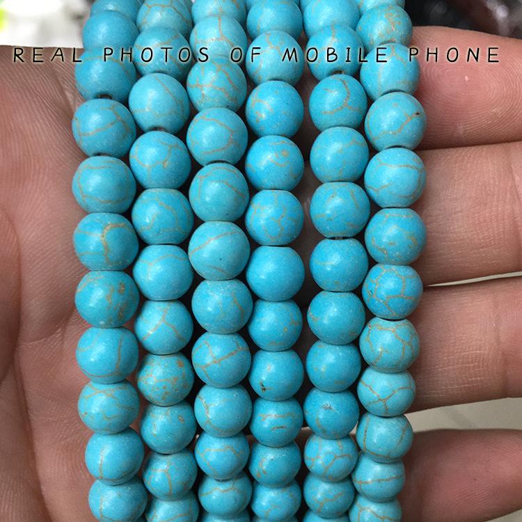 Synthetic Blue Turquoise Beads for DIY Jewelry 6mm, ~62 beads, ~20g per strand