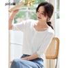 Women's Ice Silk Knit Top with Lace Trim