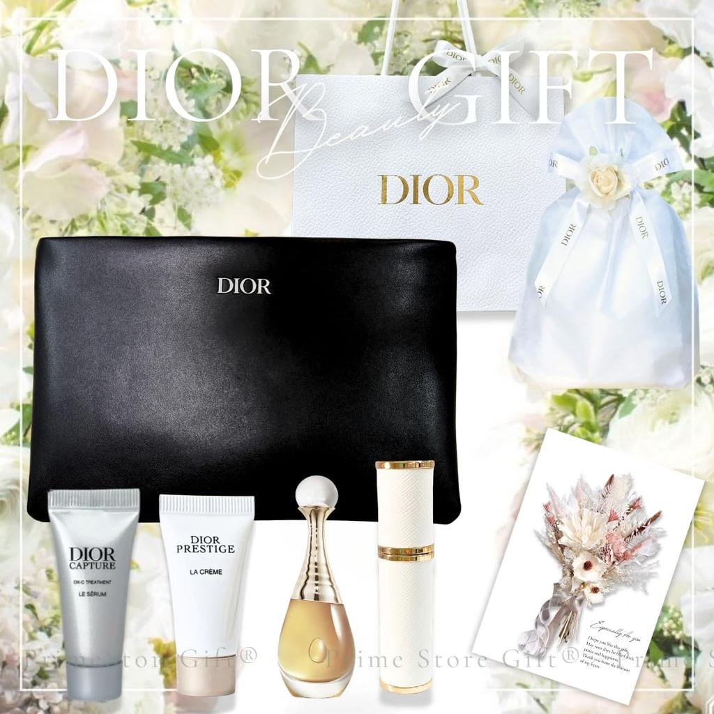 Gift DIOR Prestige La Perfume Mini Set with Black Atomizer and Pouch Gift Birthday Day Gift Set Bag [Set - Wrapped] J'adore Crème - Set, Present,