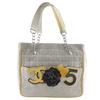 Camellia NO5 Tote Bag Chocolate Bar Chain Tote Gray/yellow Canvas Women Used