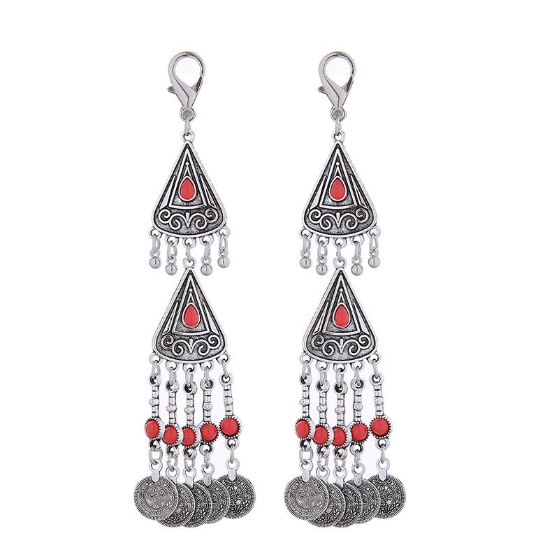 Kazakh Princess Tassel Keyring: Ancient Style Alloy Backpack Pendant & Hair Accessory with Lobster Clasp