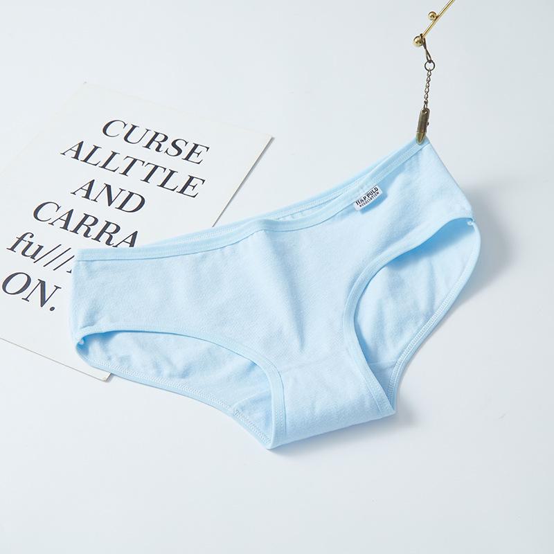 Women's Pure Cotton Low Waist Briefs - Solid Color A001 for Female Students