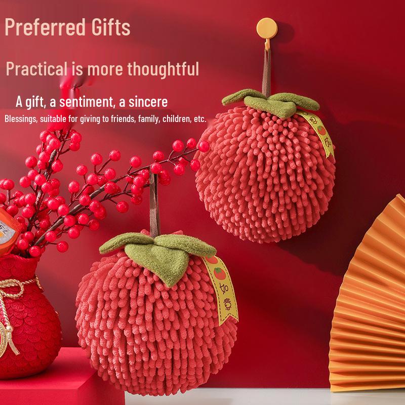 Festive Chenille Hand Towel - Absorbent, Thick, Hanging Towel for Kitchen & Bathroom