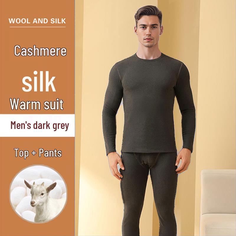 2025 Cashmere Silk Warm Underwear Set: Men's & Women's Autumn/Winter Wool Base Layer
