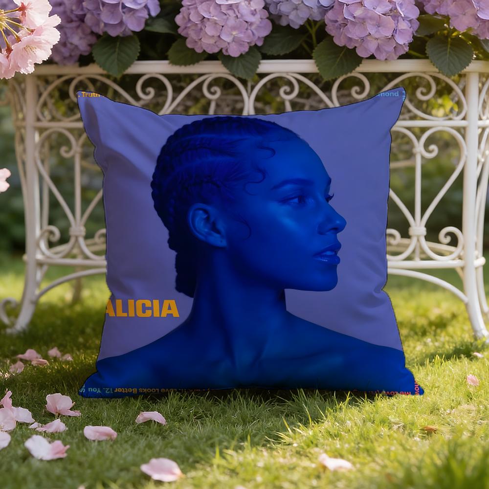 singer A-Alicia Keys Cushion Cover Home & Car Dual-Scene Pillow Cover: Reversible for Premium Comfort