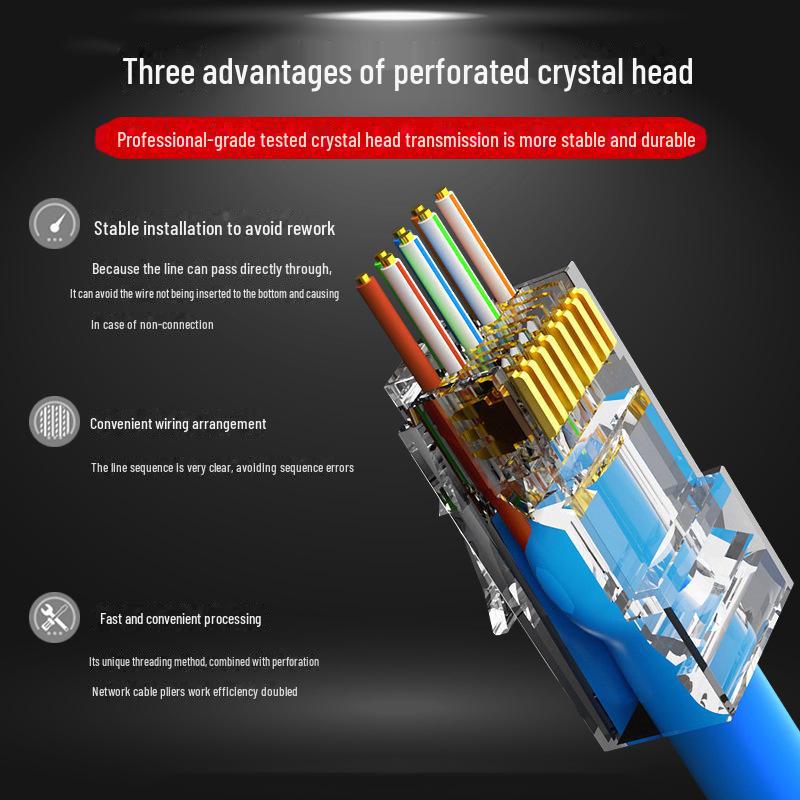 RJ45 Metal Shielded Pass-Through Connector for Cat 5, 6, 7 Cables