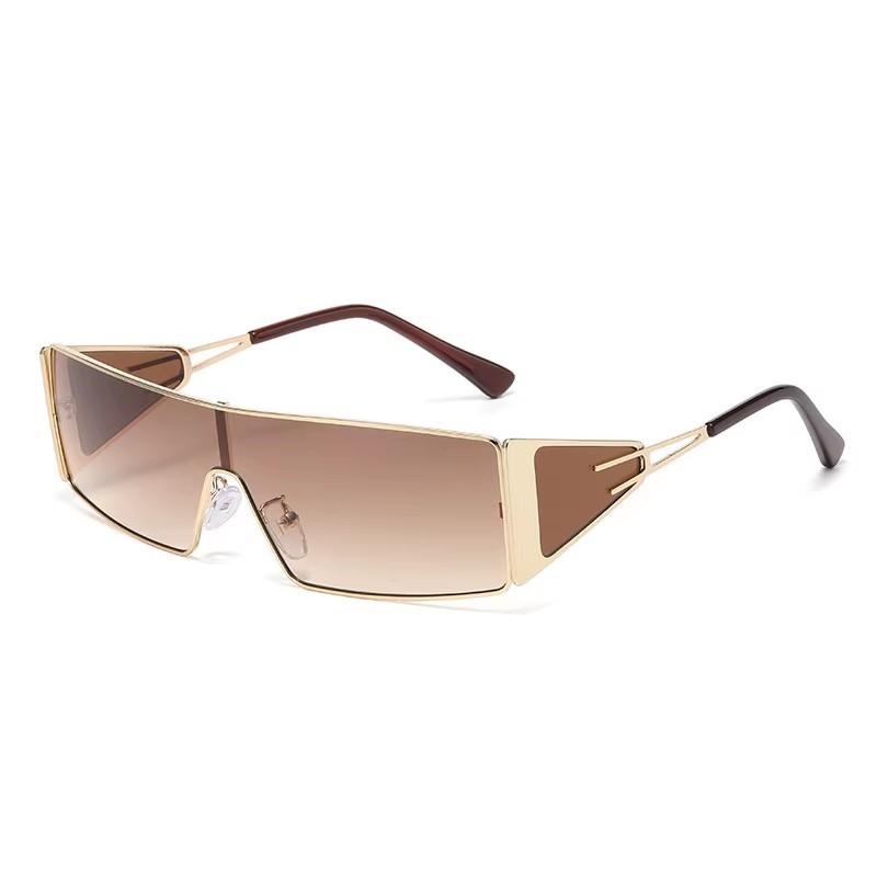 

New Metal Futuristic Sunglasses Unisex Trendy Street Shooting Internet Sensation Fashion Eyewear 347 коричневый