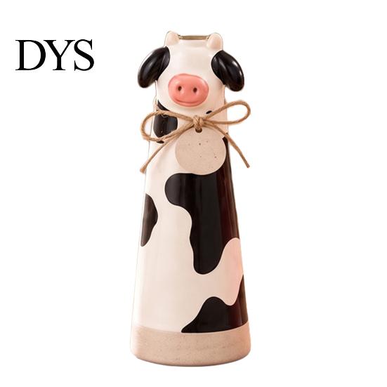 Hand Carved Animal Ornaments Resin Cute Vase, Farmhouse Decorative Flower Holder for Home Unique Housewarming Gift Office Decor, Pig/Cow/Sheep/Chicken