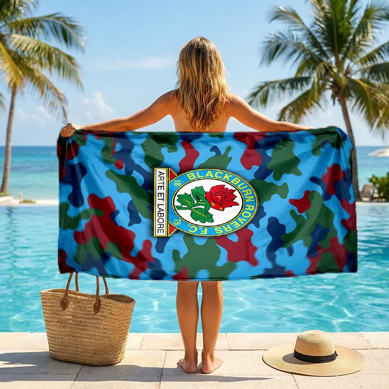 Blackburn Rovers Football Beach Towel Soft Microfiber Summer Towel Quick Dry Absorbent Towel for Beach Swimming Pool Travel