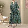 Short Sleeve Plus Size Cotton Linen Vintage Floral New In Dresses for Women Casual Loose Long Summer Dress