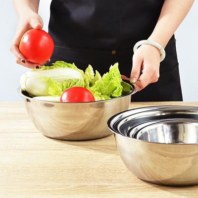 Edelstahl-Rührschüsseln mit Messmarkierungen Mehrgrößen-Metallschüsseln für Küche Kochen Backen Salat Servieren
